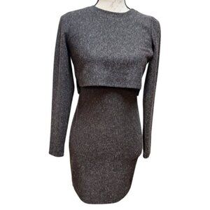 BONGO Gray Knit Mini Dress Small - Contemporary Office Secretary Fitted